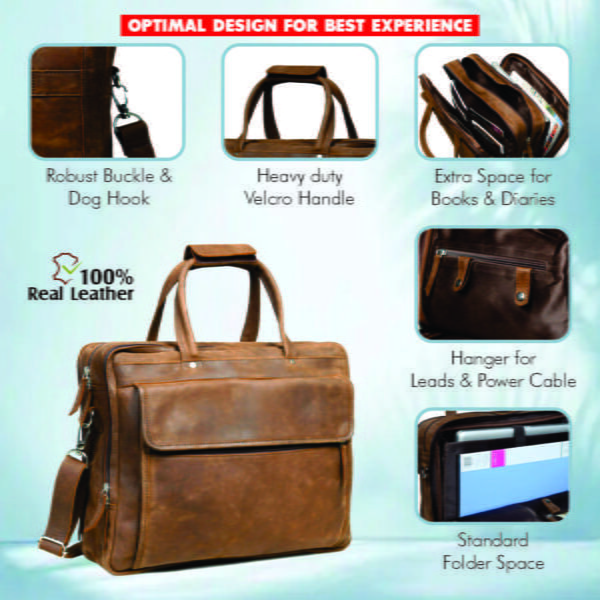 Full Grain Leather Briefcase for Men - Image 6