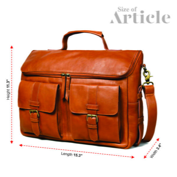 Tan Full Grain Leather Bag for Men - Image 7