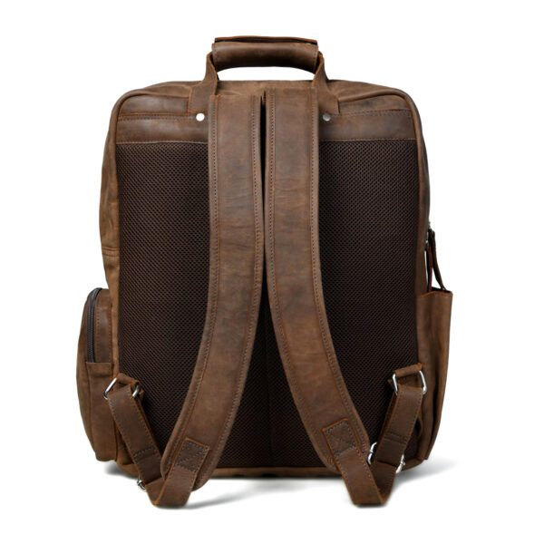 Large Vintage Full Grain Leather Backpack - Image 3