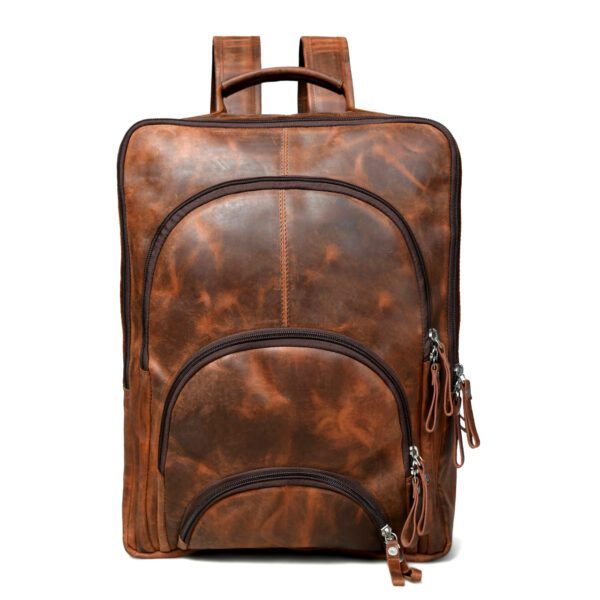 Full Grain Men Vintage Leather Business Backpack - Image 2