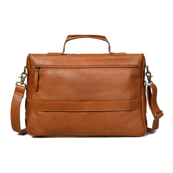 Tan Full Grain Leather Bag for Men - Image 4