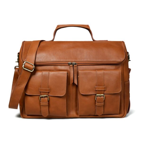 Tan Full Grain Leather Bag for Men - Image 2