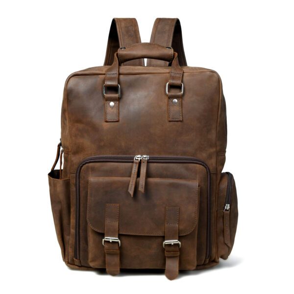 Large Vintage Full Grain Leather Backpack - Image 2