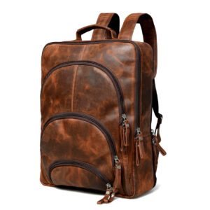 Full Grain Men Vintage Leather Business Backpack
