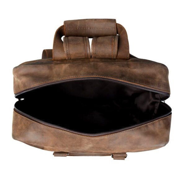 Large Vintage Full Grain Leather Backpack - Image 8