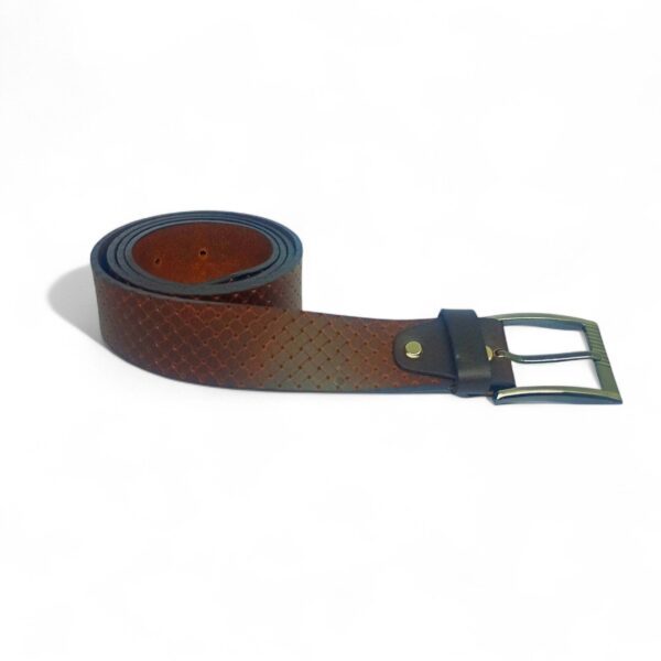 Premium Full Grain Leather Belt for Men – Textured Brown Casual & Formal Belt - Image 5