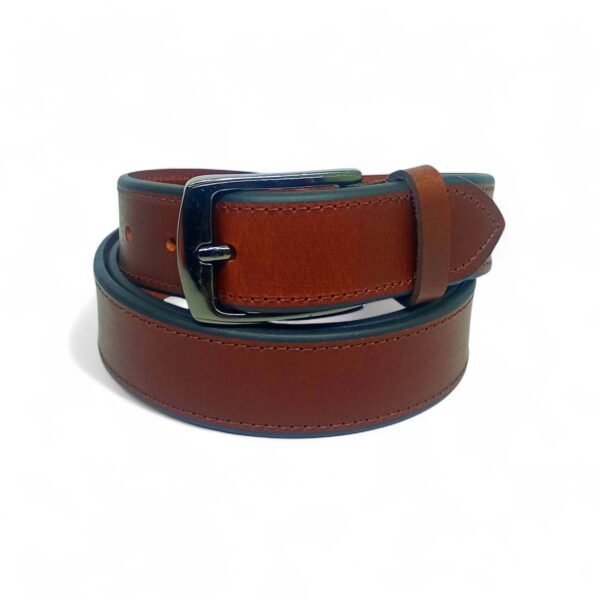 Premium Full Grain Leather Belt for Men – Brown Casual Belt with Metal Buckle - Image 2