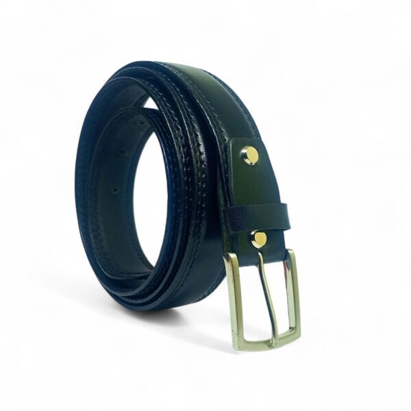 Premium Full Grain Leather Belt for Men – Black Formal Belt with Elegant Double Stitching - Image 6