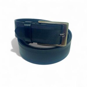 Men’s Classic Black Formal Leather Belt with Sleek Brushed Buckle – LB-301