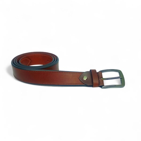 Premium Full Grain Leather Belt for Men – Brown Casual Belt with Metal Buckle - Image 4