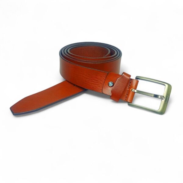 Men's Full Grain Leather Belt | Classic Tan Color | Premium Quality with Solid Metal Buckle | Durable & Stylish for Formal & Casual Wear - Image 2