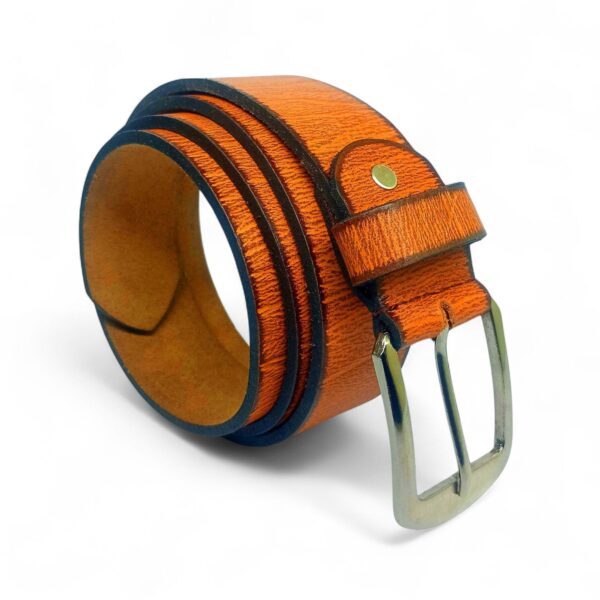 Rustic Tan Textured Leather Belt for Men – Full Grain Genuine Leather with Antique Metal Buckle - Image 6