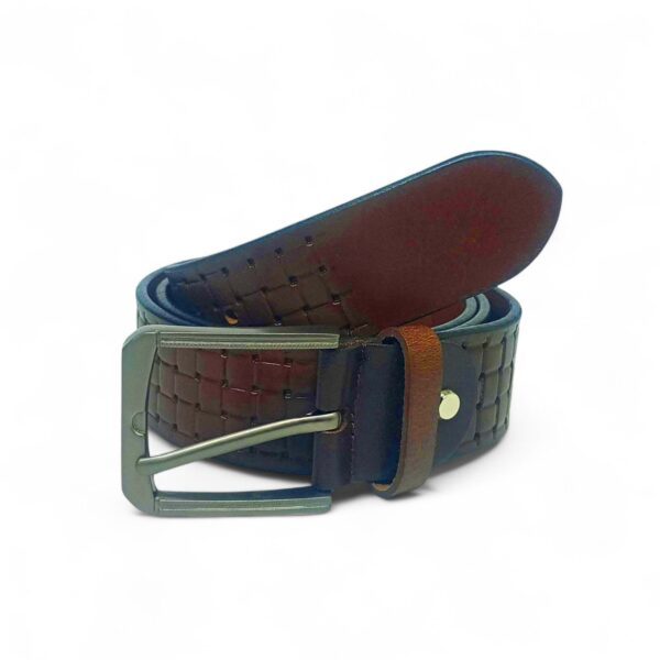 Handcrafted Basket-Weave Brown Leather Belt for Men – Full Grain Leather with Classic Metal Buckle - Image 4