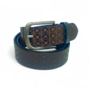 Men’s Premium Full Grain Leather Belt – Brown with Geometric Pattern & Antique Finish Buckle LB-312