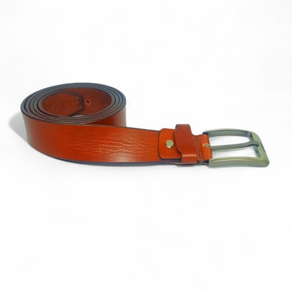 Men's Full Grain Leather Belt | Classic Tan Color | Premium Quality with Solid Metal Buckle | Durable & Stylish for Formal & Casual Wear - Image 3