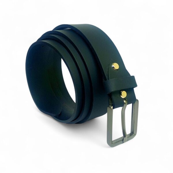 Men’s Solid Black Leather Belt with Polished Silver Buckle – LB-305 - Image 6