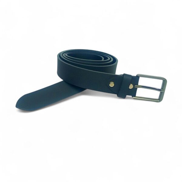 Men’s Solid Black Leather Belt with Polished Silver Buckle – LB-305 - Image 3
