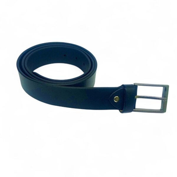 Classic Black Full Grain Leather Belt for Men – Smooth Finish with Premium Metal Buckle - Image 2