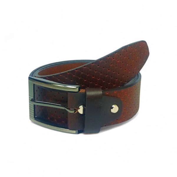 Premium Full Grain Leather Belt for Men – Textured Brown Casual & Formal Belt - Image 2