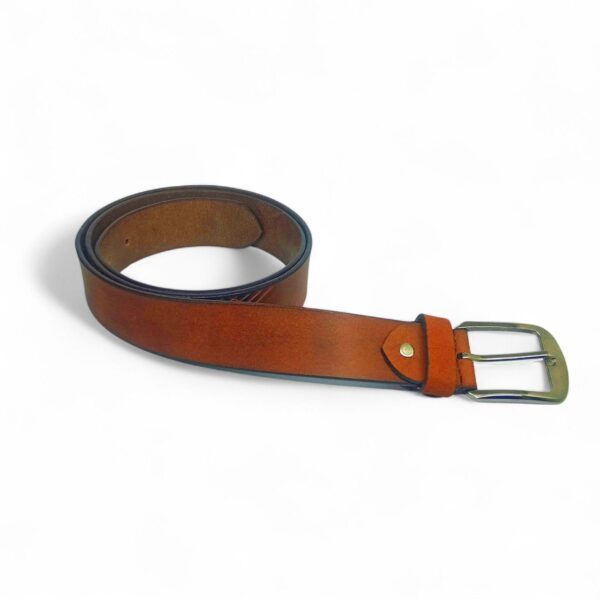 Textured Tan Leather Belt for Men – Full Grain Real Leather with Cross Pattern Design - Image 3