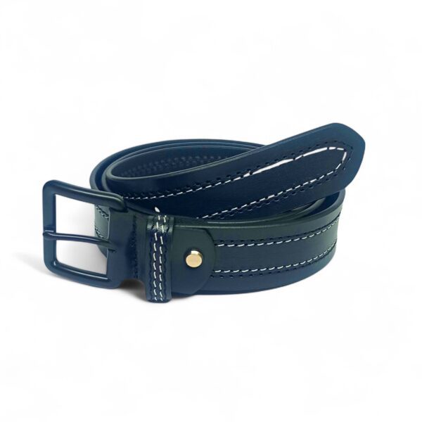 Men’s Black Leather Belt with Dual White Stitching – LB-404 - Image 5