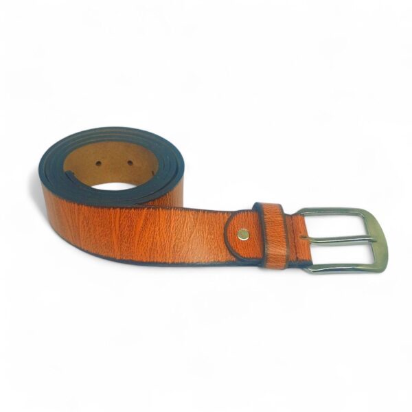 Rustic Tan Textured Leather Belt for Men – Full Grain Genuine Leather with Antique Metal Buckle - Image 3