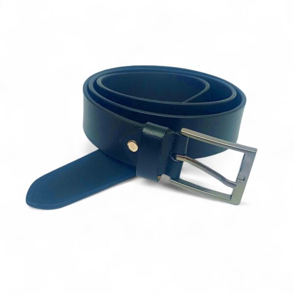 Classic Black Full Grain Leather Belt for Men – Smooth Finish with Premium Metal Buckle
