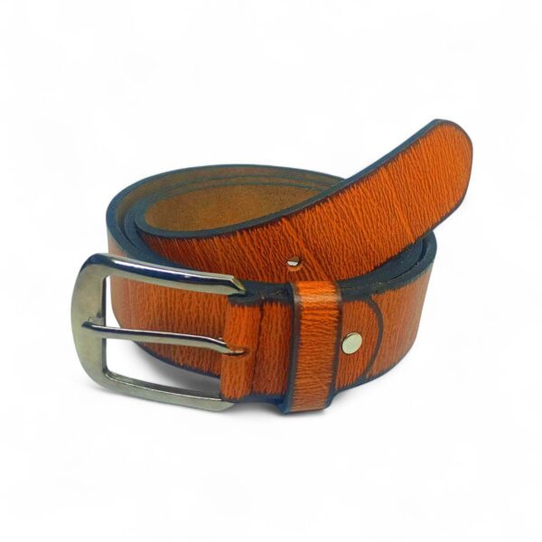 Rustic Tan Textured Leather Belt for Men – Full Grain Genuine Leather with Antique Metal Buckle - Image 5