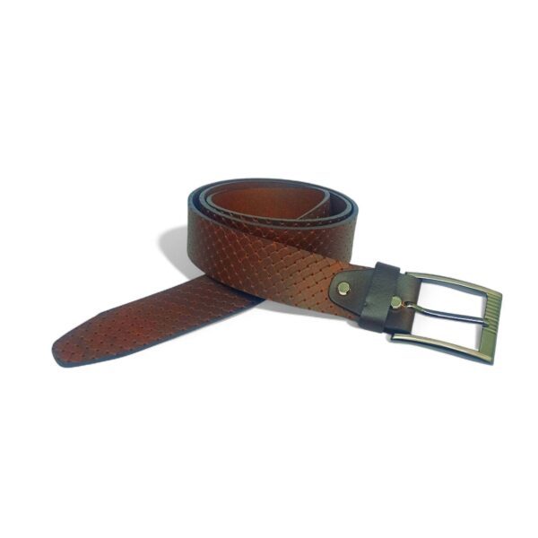 Premium Full Grain Leather Belt for Men – Textured Brown Casual & Formal Belt - Image 3