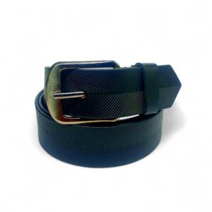 Modern Black Textured Leather Belt for Men – Full Grain Genuine Leather with Sleek Metal Buckle | LB-205