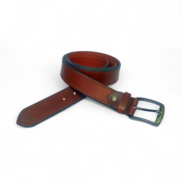 Premium Full Grain Leather Belt for Men – Brown Casual Belt with Metal Buckle - Image 3