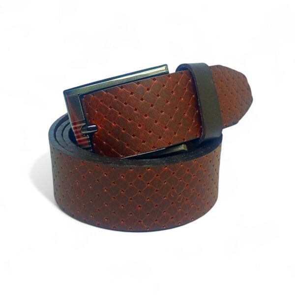 Premium Full Grain Leather Belt for Men – Textured Brown Casual & Formal Belt - Image 4