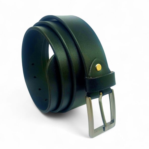 Classic Black Full Grain Leather Belt for Men – Smooth Finish with Premium Metal Buckle - Image 4