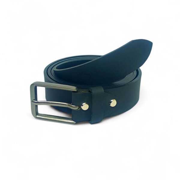 Men’s Solid Black Leather Belt with Polished Silver Buckle – LB-305 - Image 4