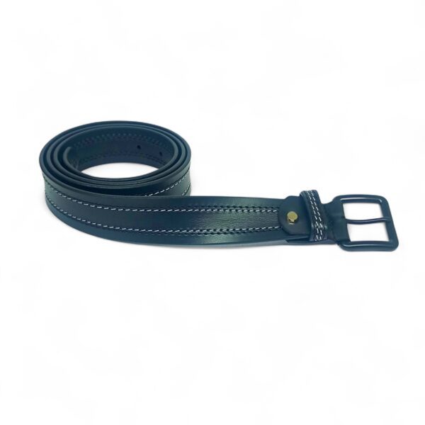 Men’s Black Leather Belt with Dual White Stitching – LB-404 - Image 4