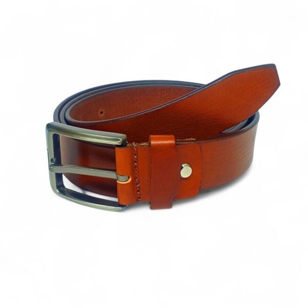 Men's Full Grain Leather Belt | Classic Tan Color | Premium Quality with Solid Metal Buckle | Durable & Stylish for Formal & Casual Wear - Image 6