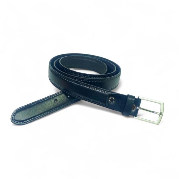 Premium Full Grain Leather Belt for Men – Black Formal Belt with Elegant Double Stitching - Image 4
