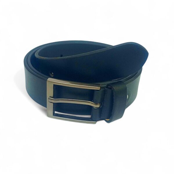 Classic Black Full Grain Leather Belt for Men – Smooth Finish with Premium Metal Buckle - Image 5
