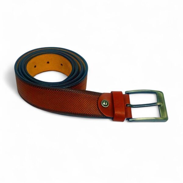 Premium Textured Tan Leather Belt for Men – Elegant Look with Antique Buckle - Image 4