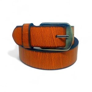 Rustic Tan Textured Leather Belt for Men – Full Grain Genuine Leather with Antique Metal Buckle