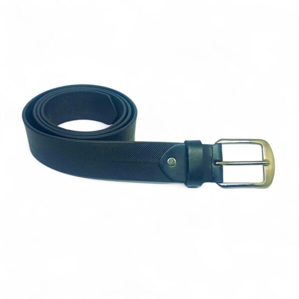 Modern Black Textured Leather Belt for Men – Full Grain Genuine Leather with Sleek Metal Buckle | LB-205 - Image 4