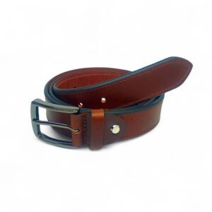 Premium Full Grain Leather Belt for Men – Brown Casual Belt with Metal Buckle