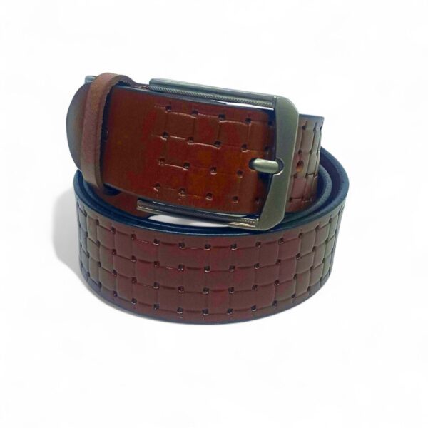 Handcrafted Basket-Weave Brown Leather Belt for Men – Full Grain Leather with Classic Metal Buckle - Image 5