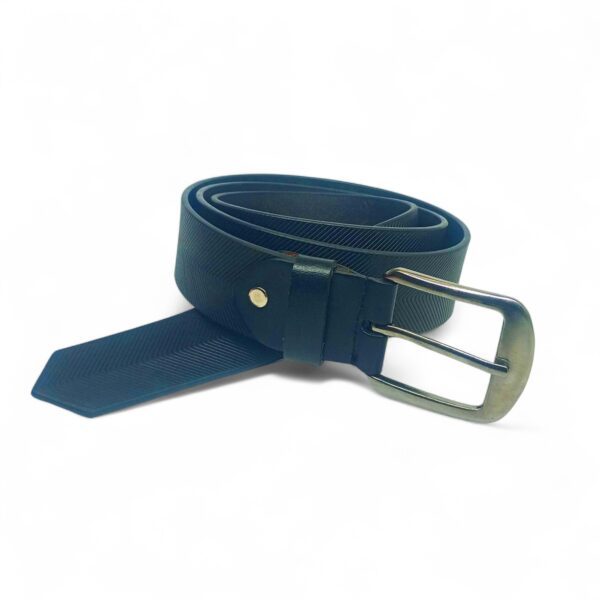 Modern Black Textured Leather Belt for Men – Full Grain Genuine Leather with Sleek Metal Buckle | LB-205 - Image 5