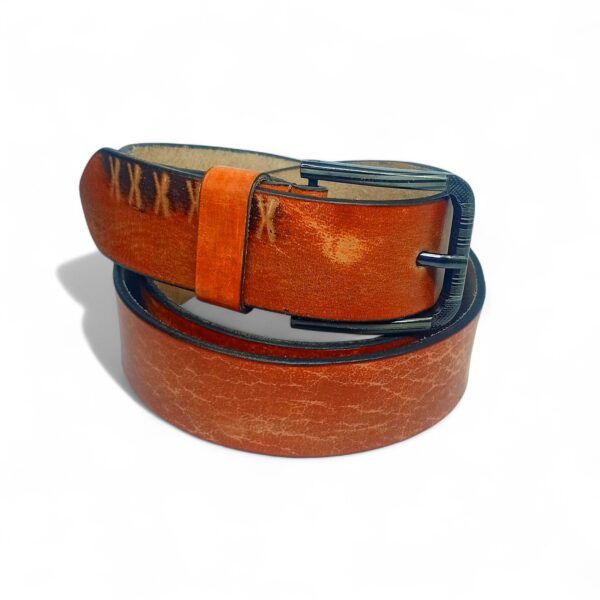 Vintage Tan Leather Belt with Decorative Stitch for Men – Retro Style | LB-311 - Image 5