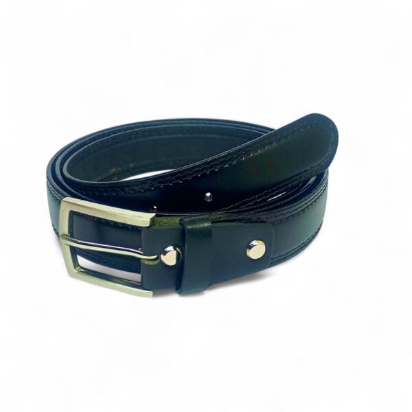 Premium Full Grain Leather Belt for Men – Black Formal Belt with Elegant Double Stitching - Image 2