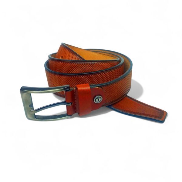 Premium Textured Tan Leather Belt for Men – Elegant Look with Antique Buckle - Image 6