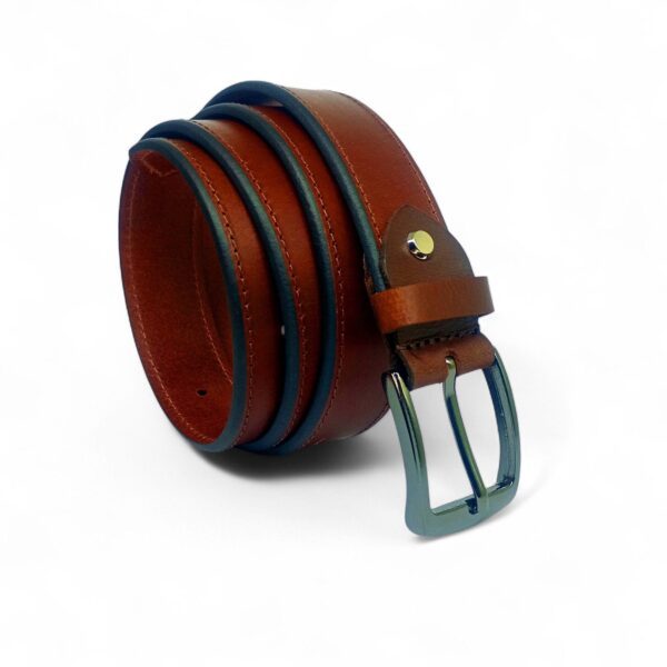 Premium Full Grain Leather Belt for Men – Brown Casual Belt with Metal Buckle - Image 6