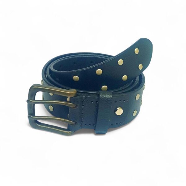 Premium Full Grain Leather Studded Belt for Men – Black Waist Belt with Brass Buckle - Image 6