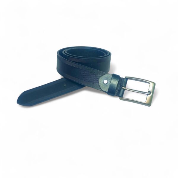 Men’s Classic Black Formal Leather Belt with Sleek Brushed Buckle – LB-301 - Image 5